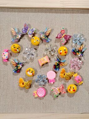 25 Pcs Hummingbirds Butterfly Emoji's Candies Pastel Flowers Bulletin Board Pins